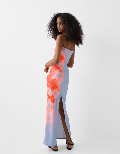 Strapless zomerjurk met corset en chiffon look – Avelyn