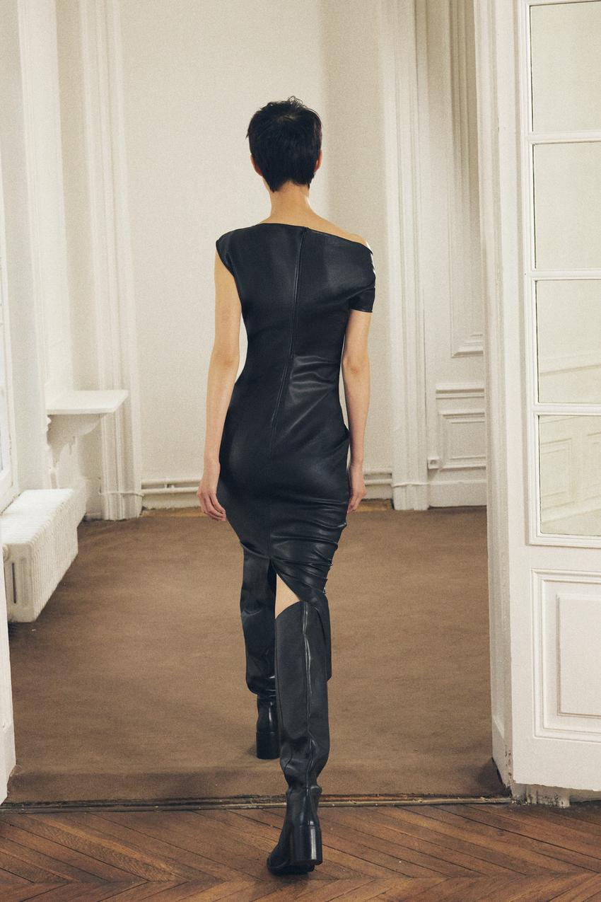 Elegantie met een Stoere Twist Faux Midi Jurk - NoirDrape