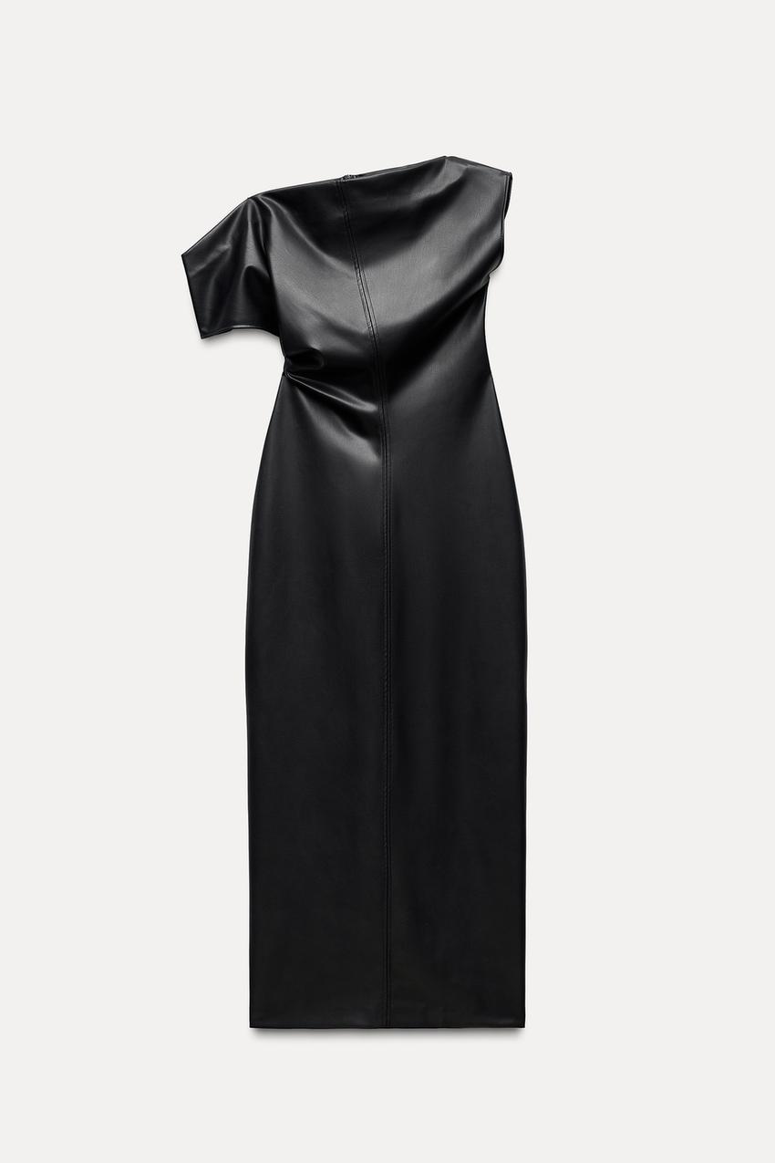 Elegantie met een Stoere Twist Faux Midi Jurk - NoirDrape