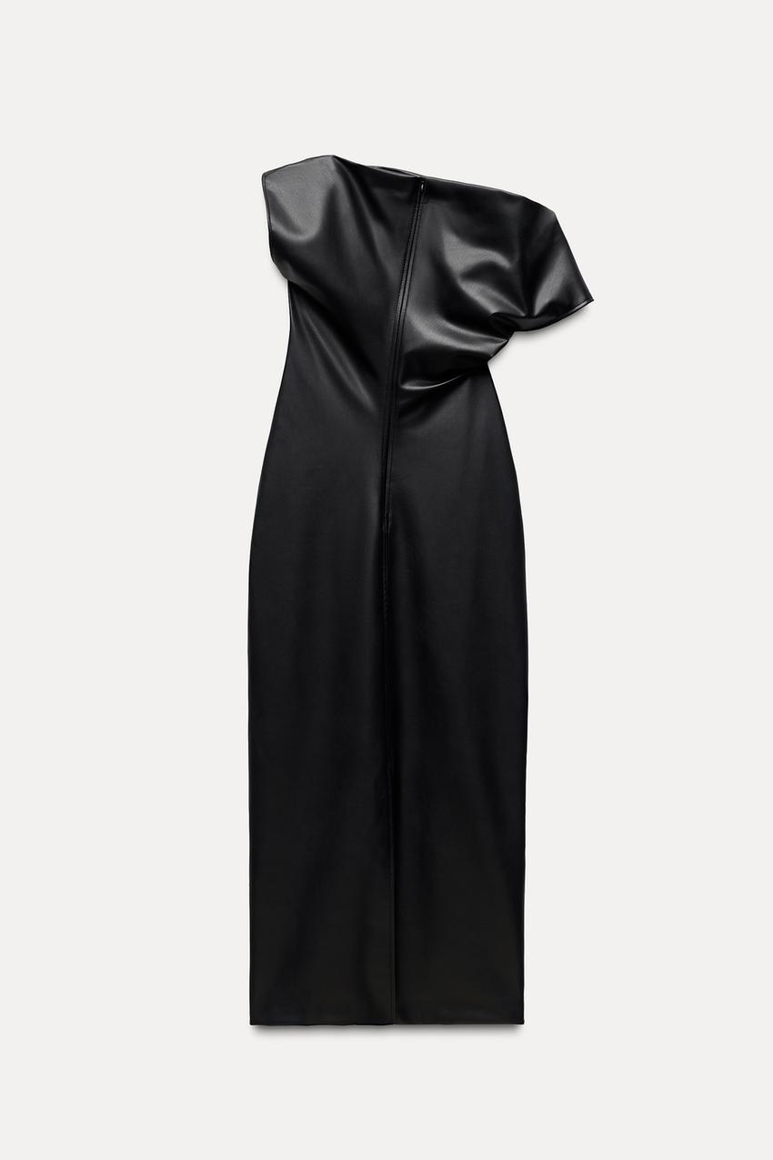 Elegantie met een Stoere Twist Faux Midi Jurk - NoirDrape