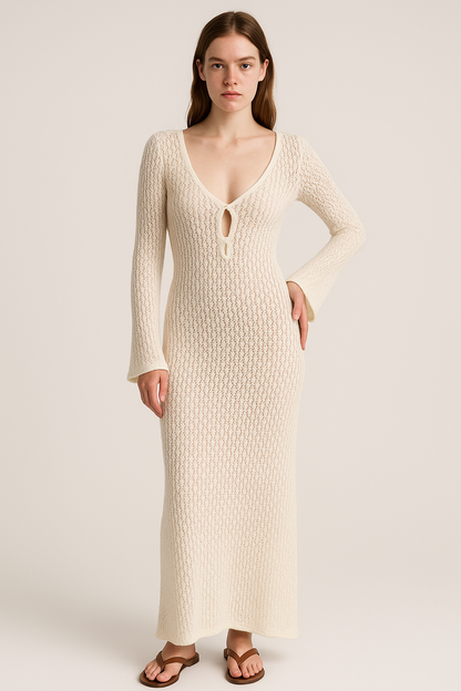 Maxi dames cover-up jurk met open rug en stijl – Veonelle