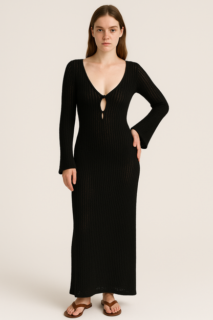 Maxi dames cover-up jurk met open rug en stijl – Veonelle