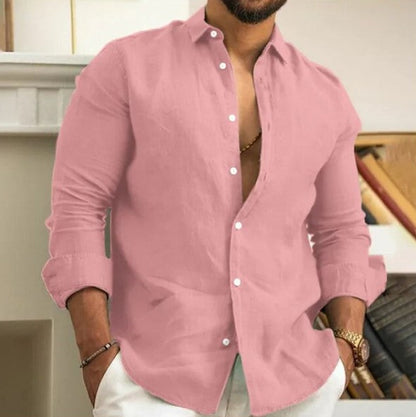 Heren Linnen Shirt Lange Mouwen Casual Zomer – Thomas