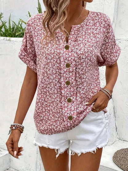 Luchtige damesblouse met bloemenprint en losse pasvorm – Mirelia