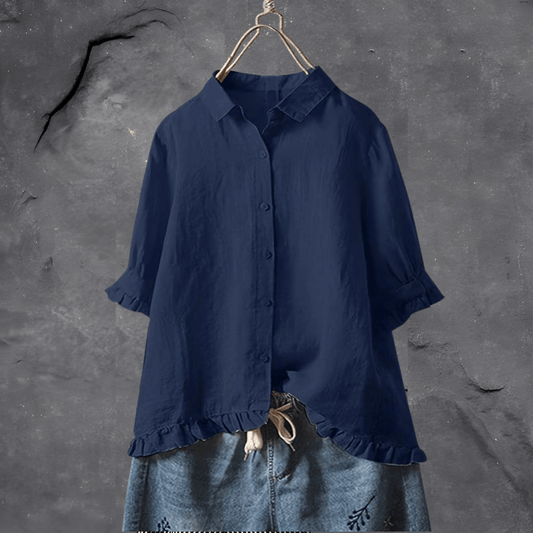 Stijlvolle Losse Blouse Met Knoopsluiting Voor Dames - Alicia