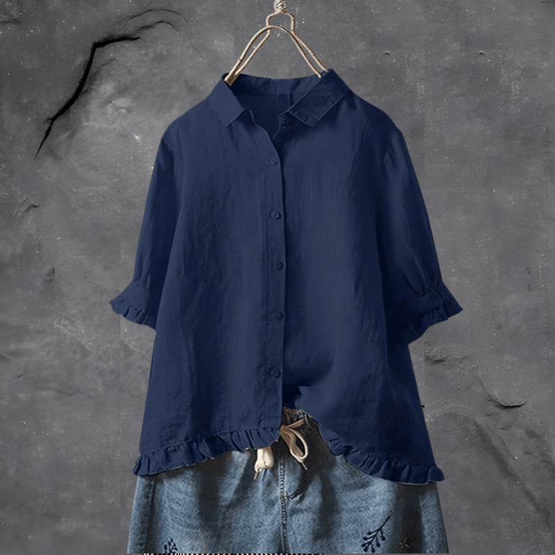 Stijlvolle Losse Blouse Met Knoopsluiting Voor Dames - Alicia