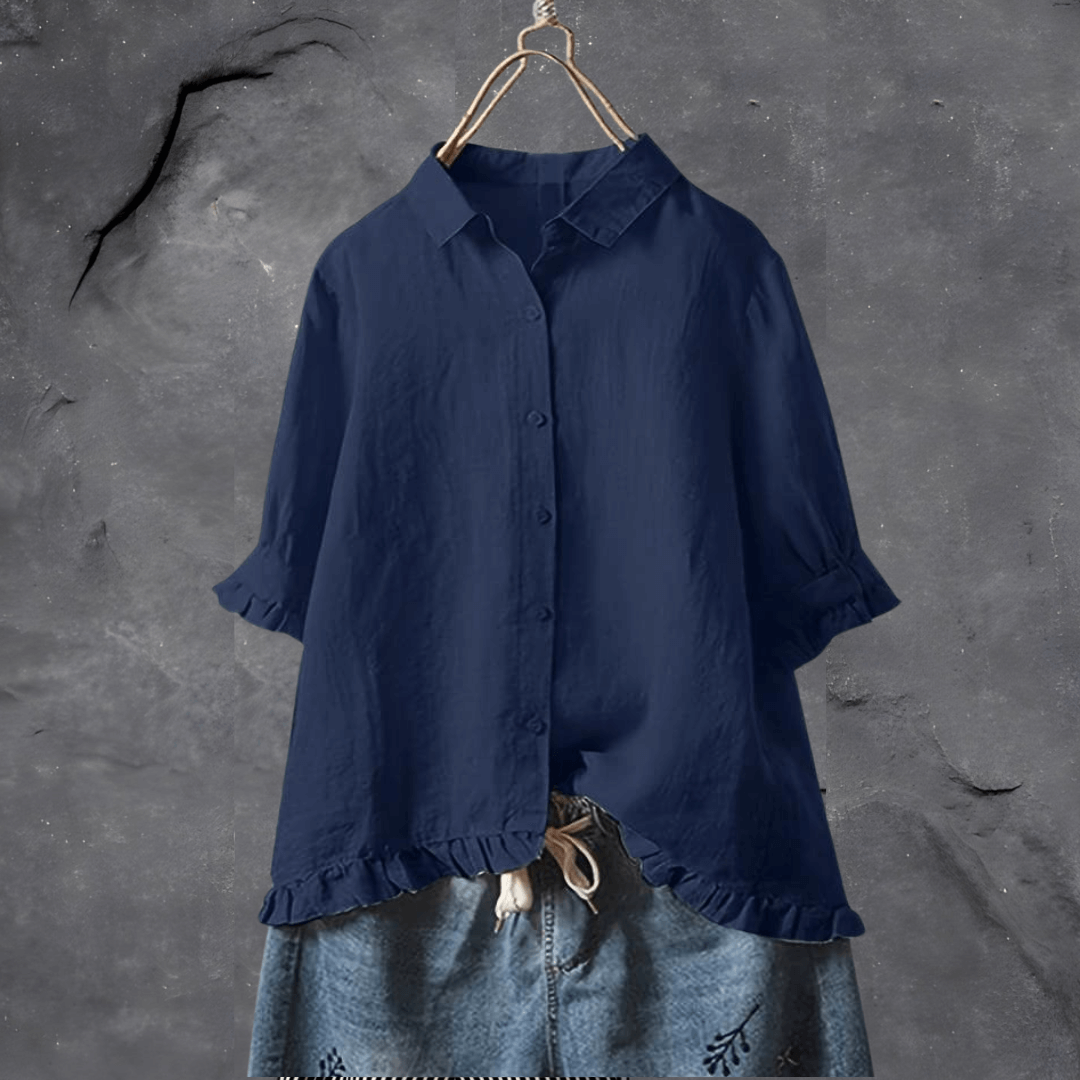 Stijlvolle Losse Blouse Met Knoopsluiting Voor Dames - Alicia