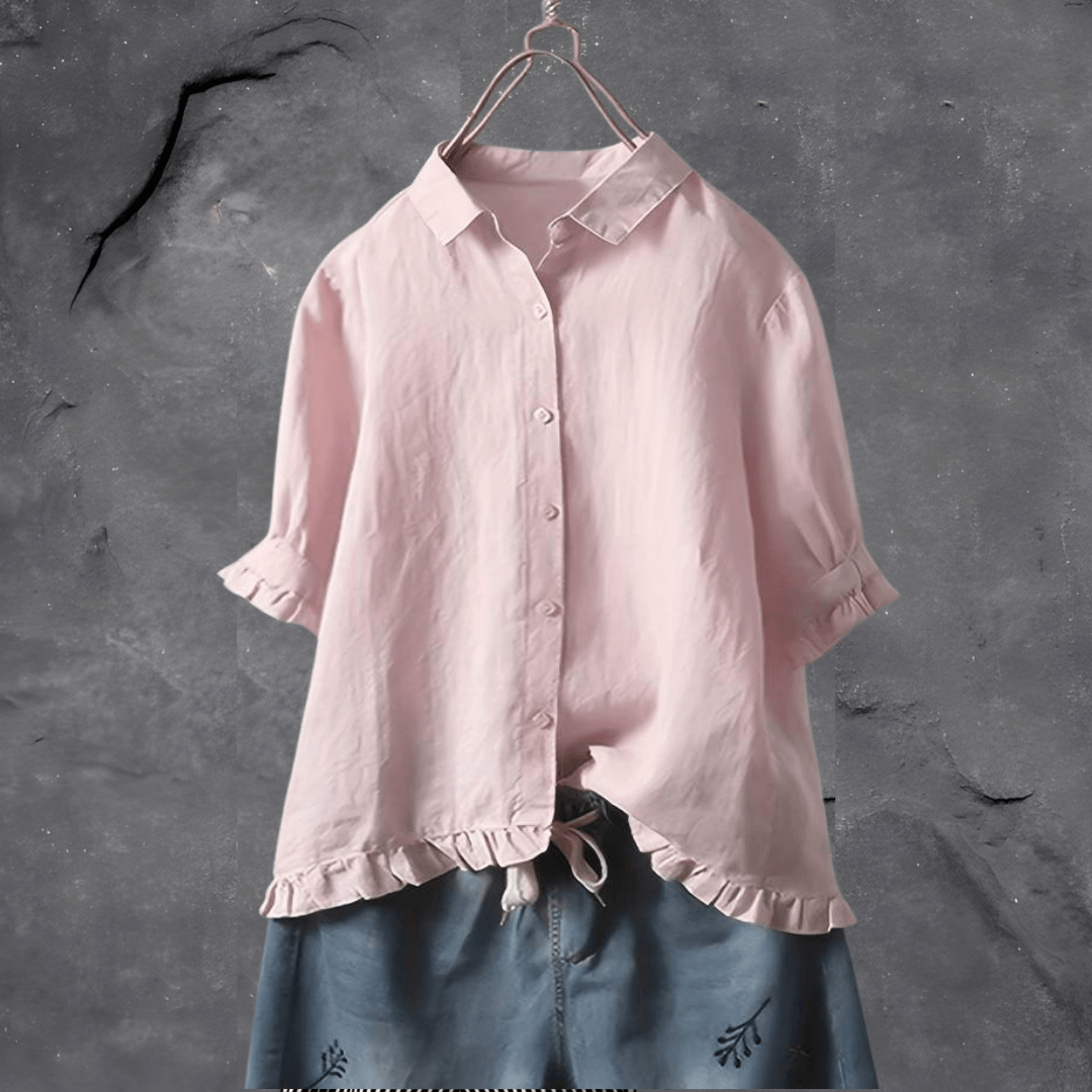 Stijlvolle Losse Blouse Met Knoopsluiting Voor Dames - Alicia
