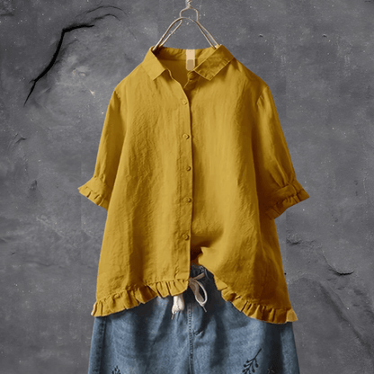 Stijlvolle Losse Blouse Met Knoopsluiting Voor Dames - Alicia