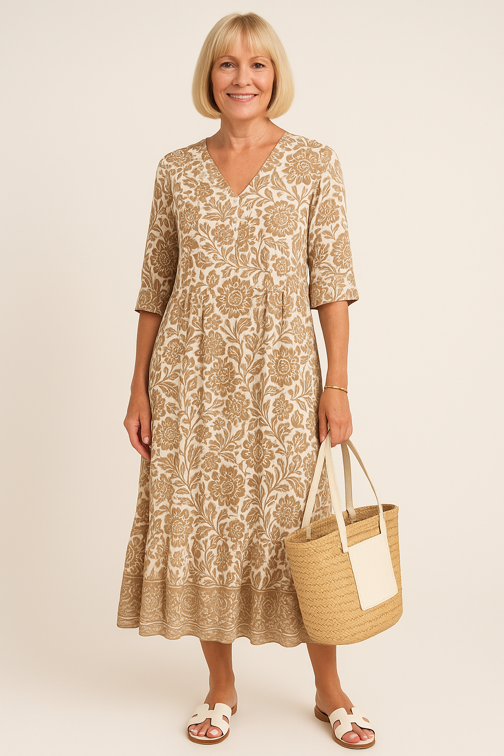 Maxi-zomerjurk met bloemenprint en V-hals – Effie