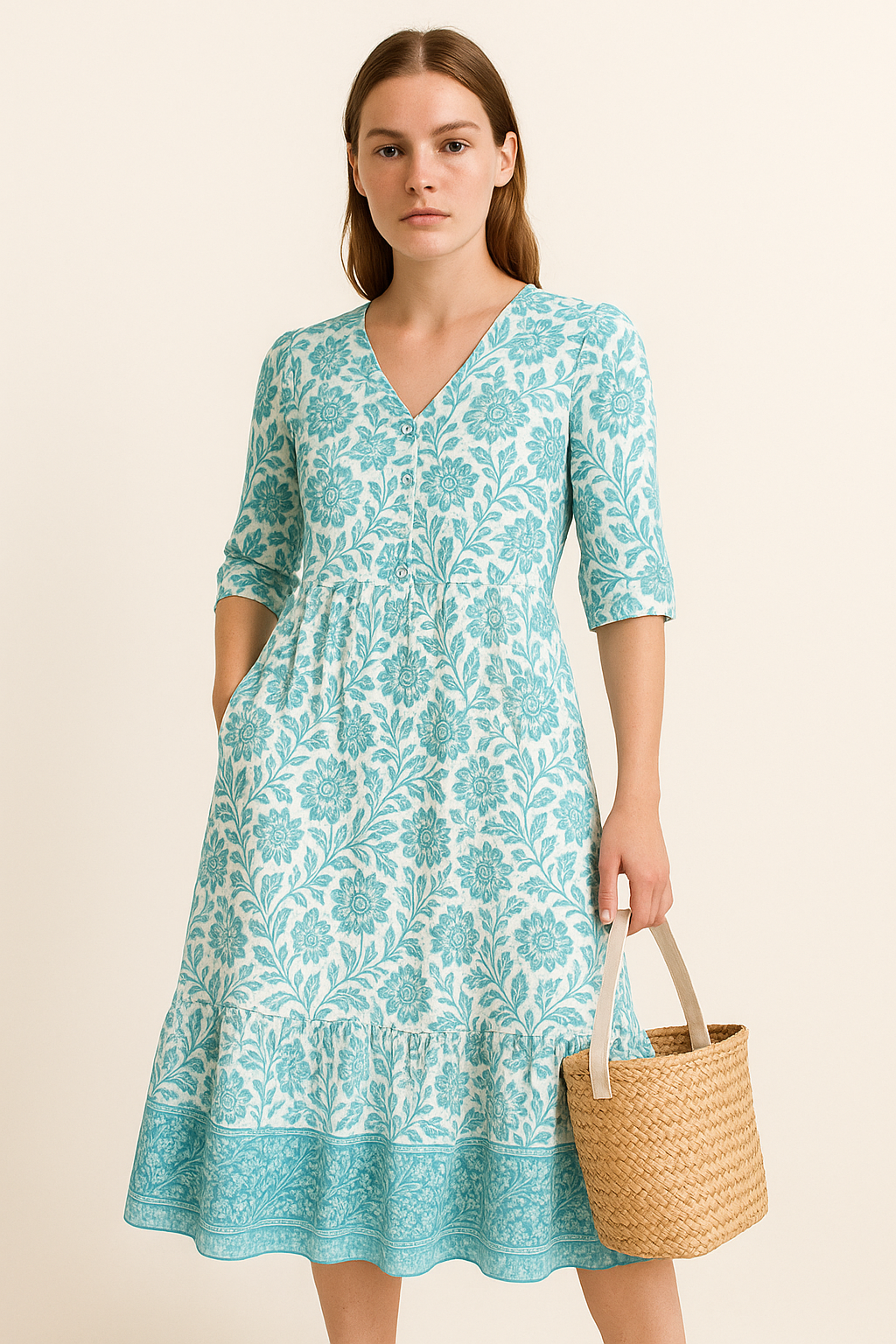 Maxi-zomerjurk met bloemenprint en V-hals – Effie