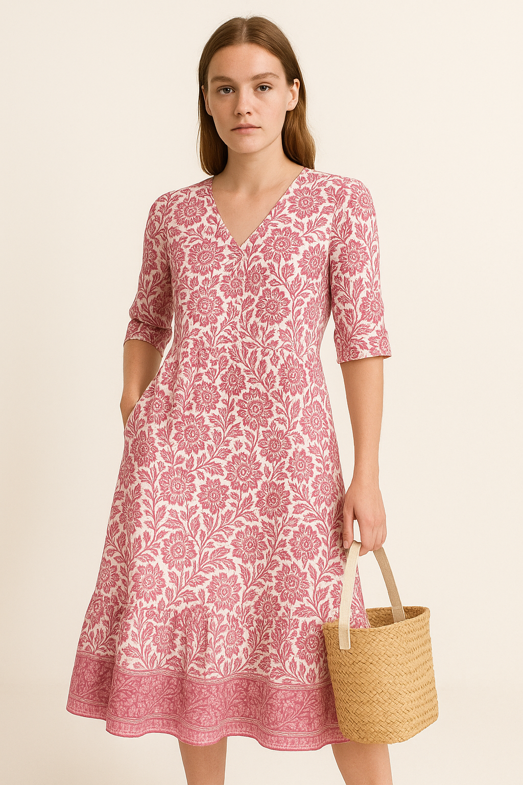 Maxi-zomerjurk met bloemenprint en V-hals – Effie