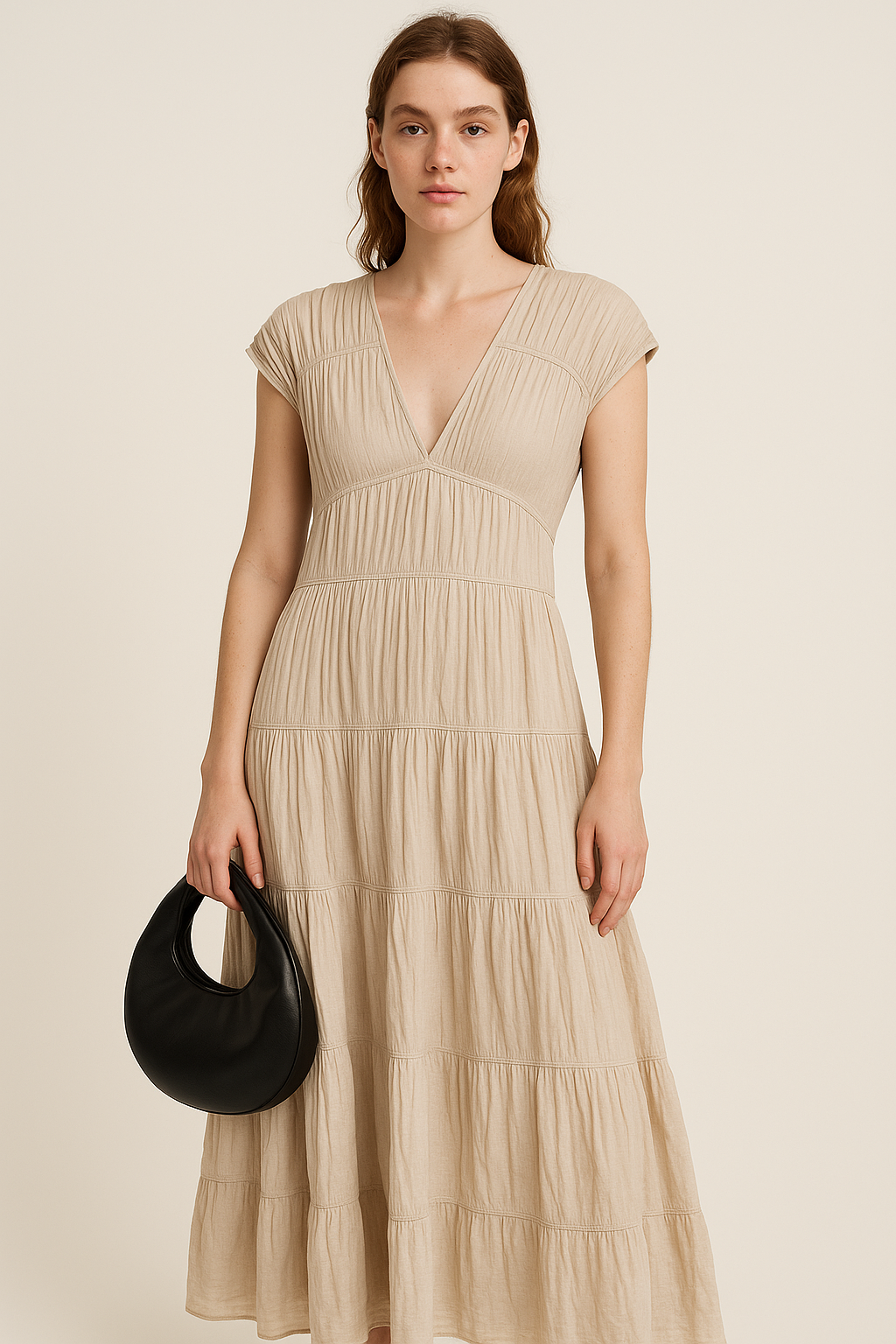 Casual maxi-jurk met V-hals en comfort – Elara