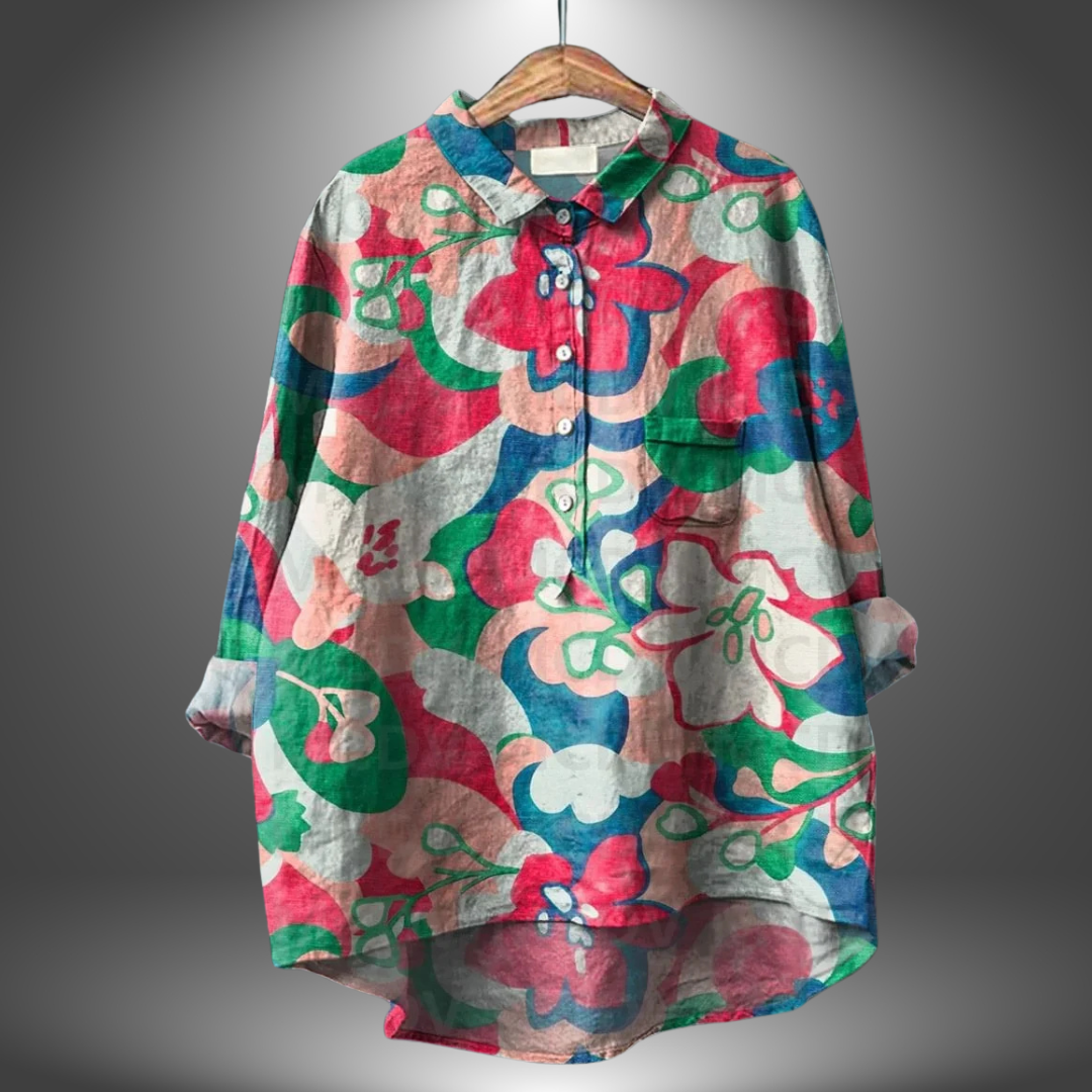 Dames Handgemaakte Bloemenblouse Ademend Comfort Elegant – Evelise