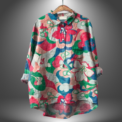 Dames Handgemaakte Bloemenblouse Ademend Comfort Elegant – Evelise