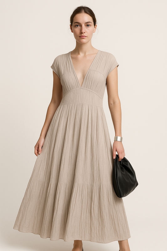 Casual maxi-jurk met V-hals en relaxte pasvorm – Elara
