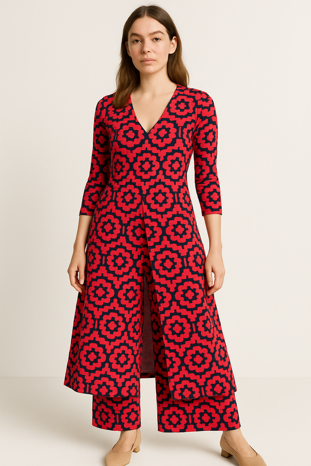 Tweedelige vintage set met blouse en broek – Léane