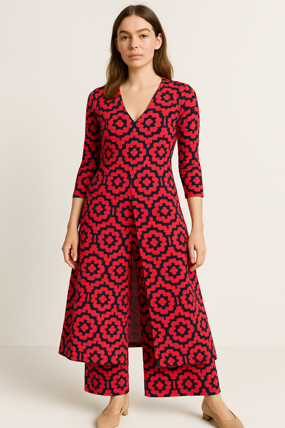 Tweedelige vintage set met blouse en broek – Léane