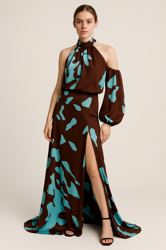 Off-shoulder maxi-jurk met flatterende pasvorm – Valentina