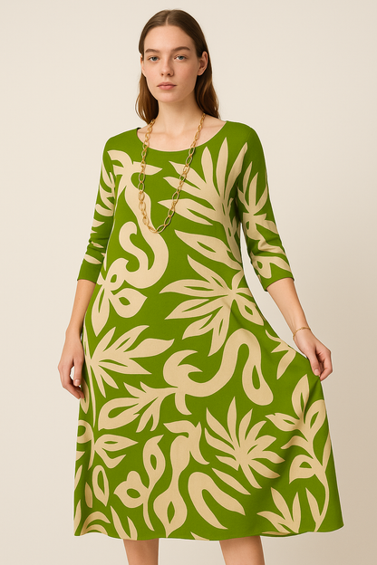 Maxi-jurk met print en lange mouwen – Amara