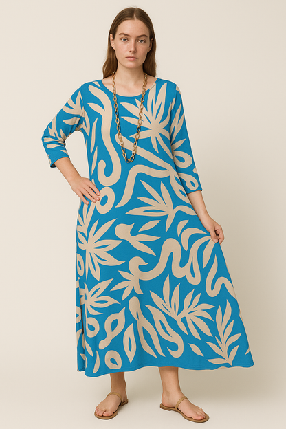 Maxi-jurk met print en lange mouwen – Amara
