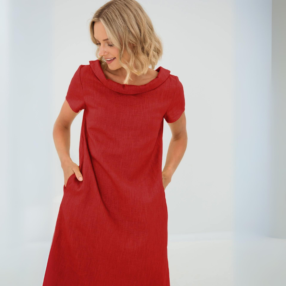 Linnen Katoenen Jurk Dames Elegant Tijdloos – Alina