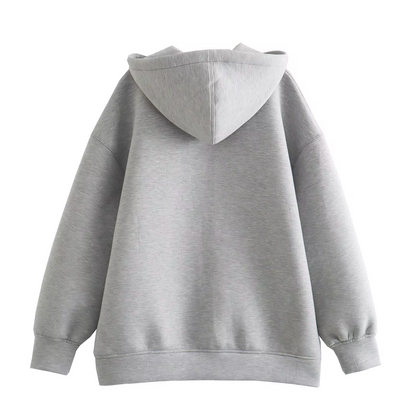 Oversized damesvest met capuchon en ritssluiting – Luna