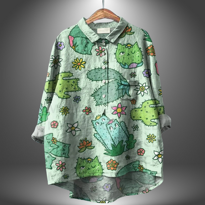 Dames Handgemaakte Bloemenblouse Ademend Comfort Elegant – Evelise