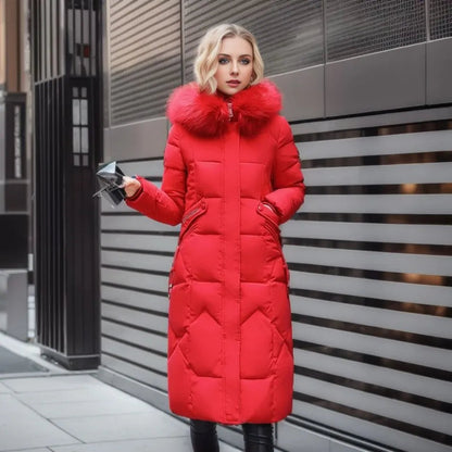 Lange winterjas met bontmuts voor dames – Yara