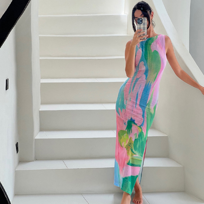 Kleurrijke maxi zomerjurk voor dames met flair – Lotte