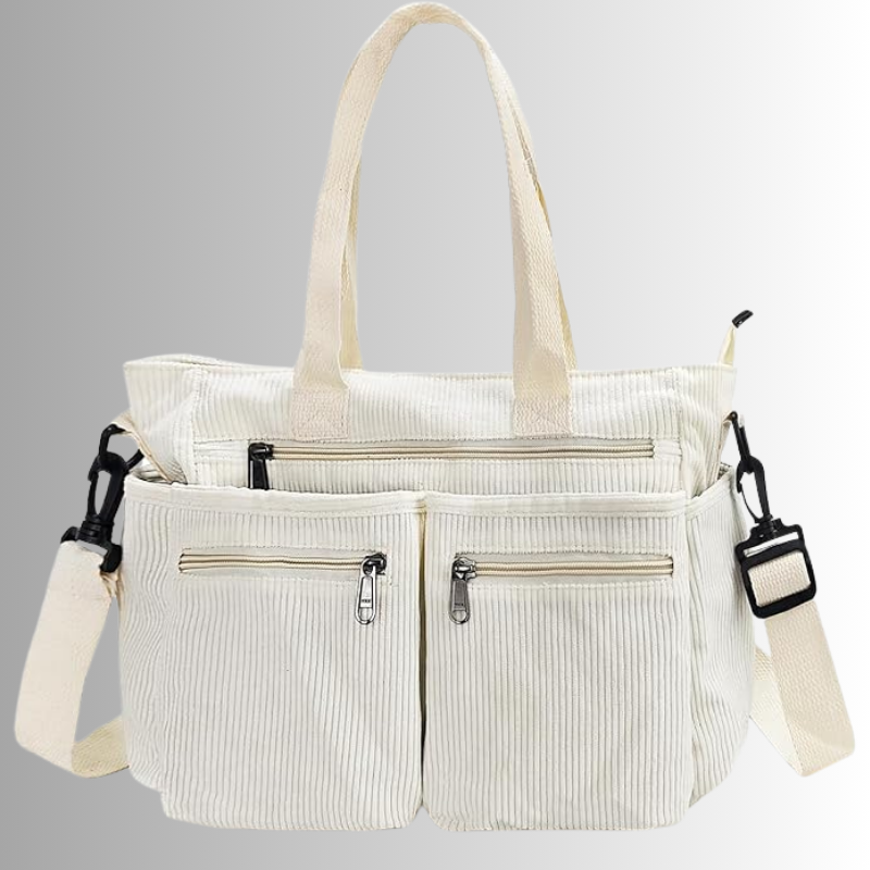 Corduroy schoudertas met laptopvak voor dames – Yulina