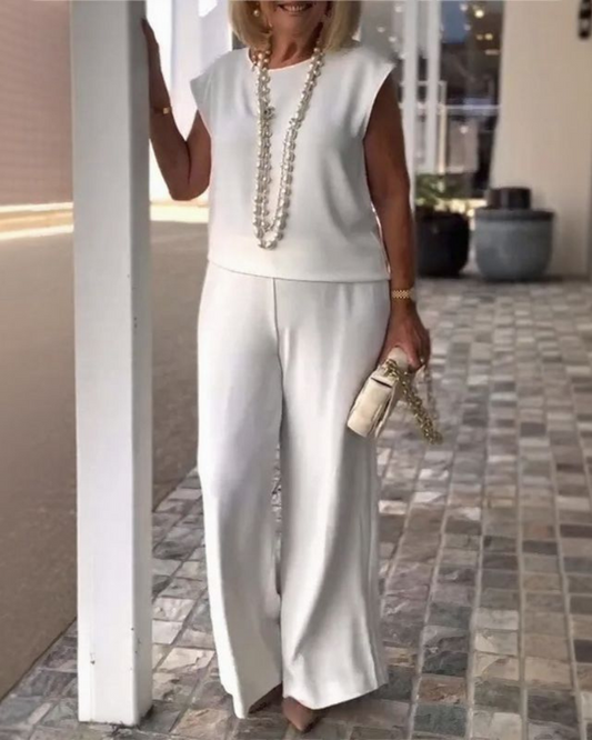 Tweedelige dames set met top en wijde broek – Liv