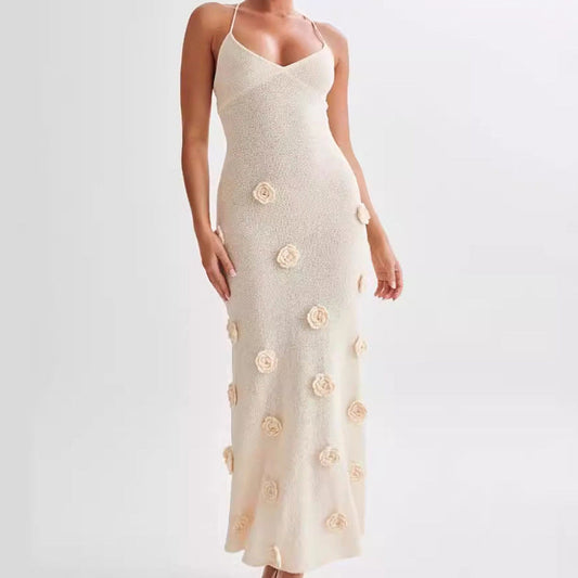 Gebreide maxi zomerjurk met open rug dames – Livia