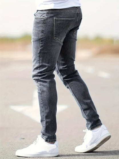 Slim Fit Stretchy Ripped Knie Jeans voor Heren - Axel