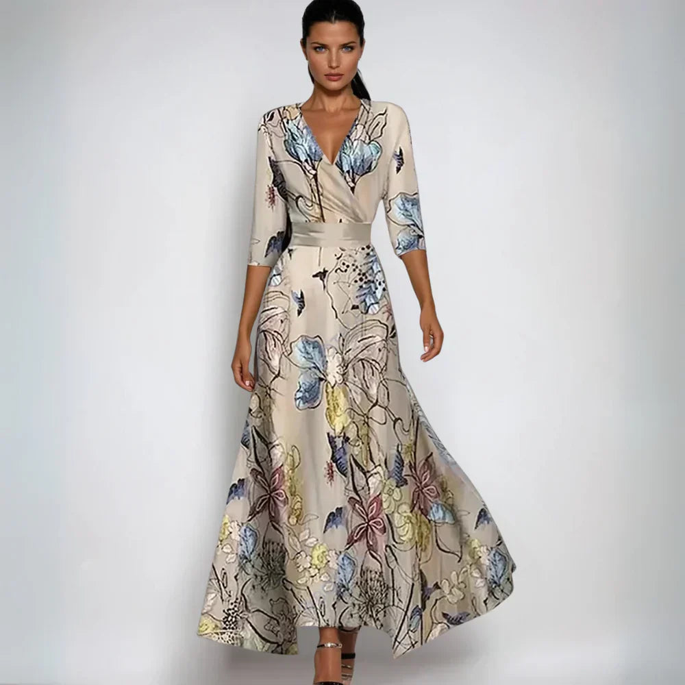 Wikkeljurk met bloemenprint en V-hals – Sophie