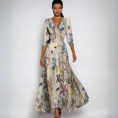 Wikkeljurk met bloemenprint en V-hals – Sophie