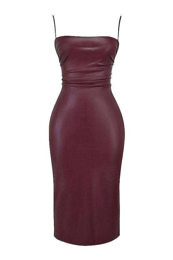 Leren midi-jurk met strak silhouet – Raven