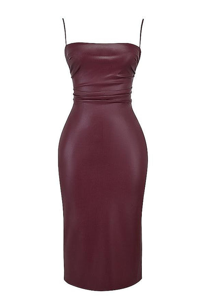 Leren midi-jurk met strak silhouet – Raven