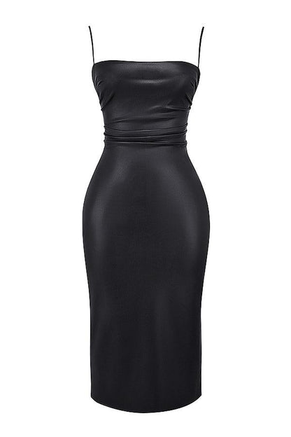 Leren midi-jurk met strak silhouet – Raven