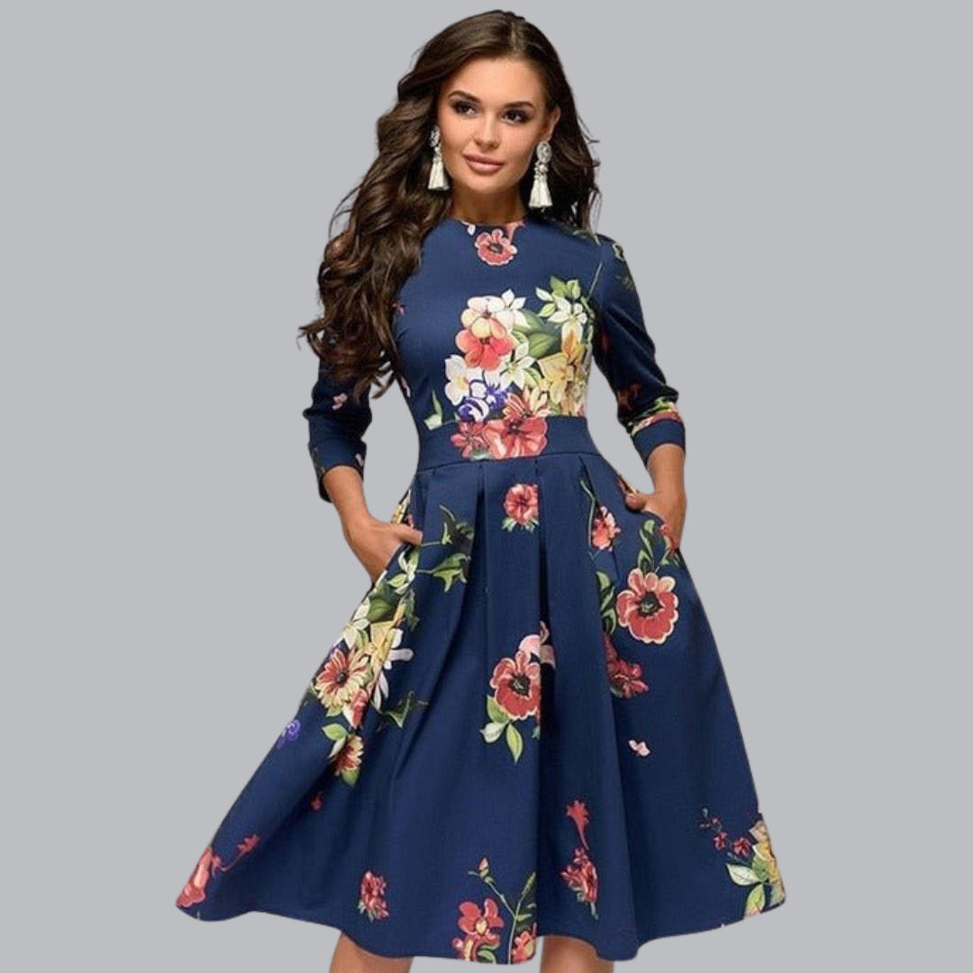Romantische bloemenjurk met elegante pasvorm – Elodie