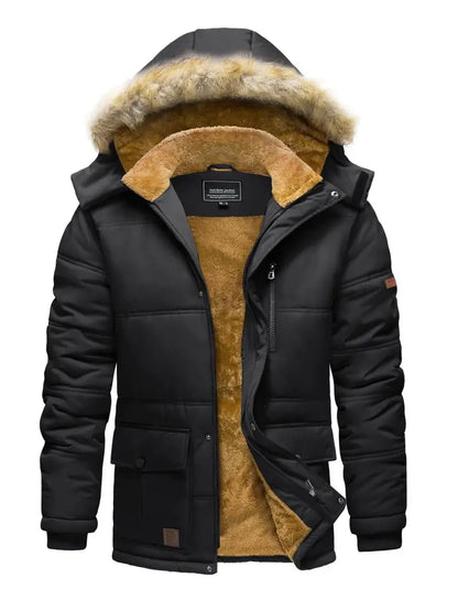 Warme winterjas met fleece voering en bontkraag – Lars