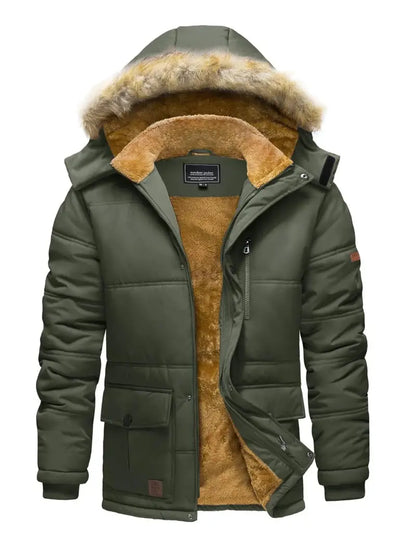 Warme winterjas met fleece voering en bontkraag – Lars