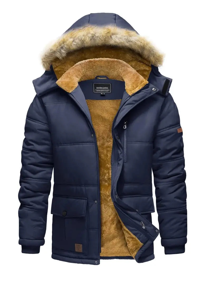 Warme winterjas met fleece voering en bontkraag – Lars