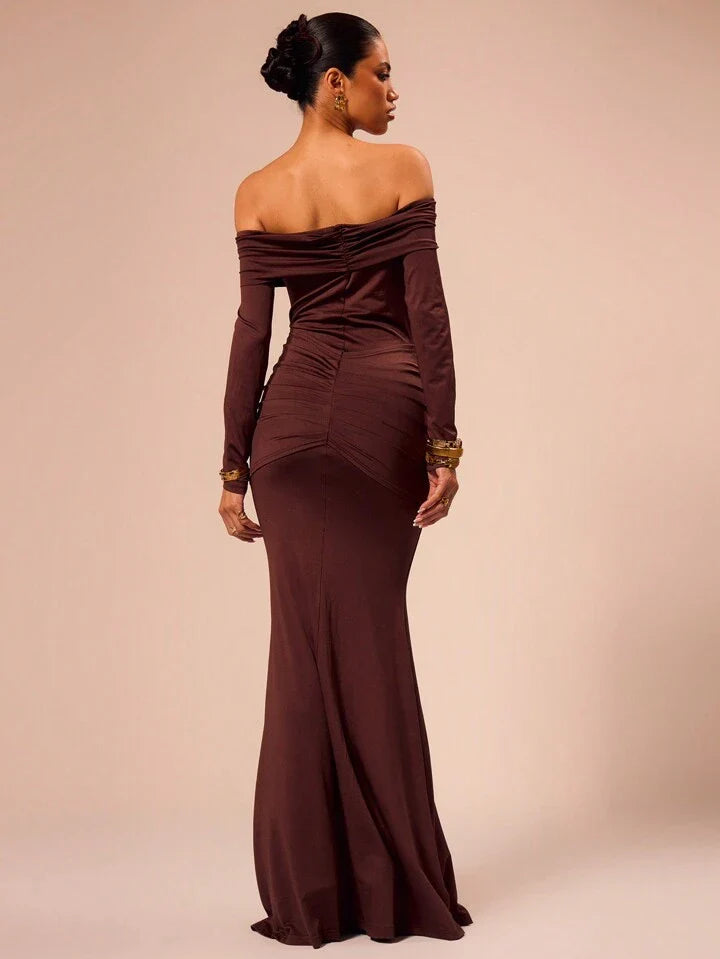 Off shoulder maxi jurk stretch en elegant dames – Celestia