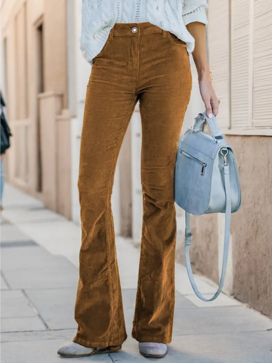 Corduroy broek met wijde pijpen voor dames – Sophie
