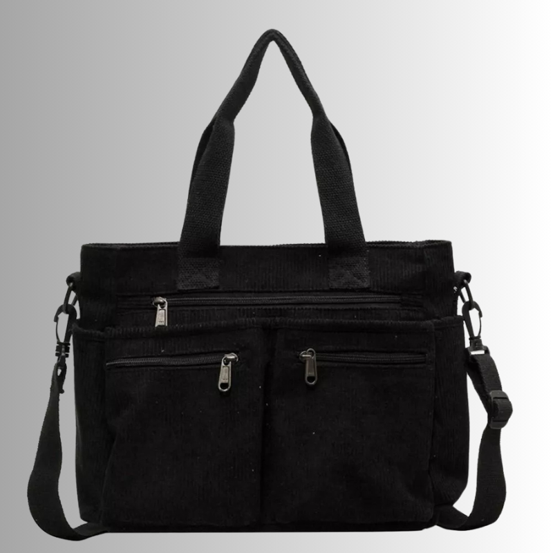 Corduroy schoudertas met laptopvak voor dames – Yulina