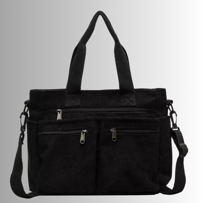 Corduroy schoudertas met laptopvak voor dames – Yulina