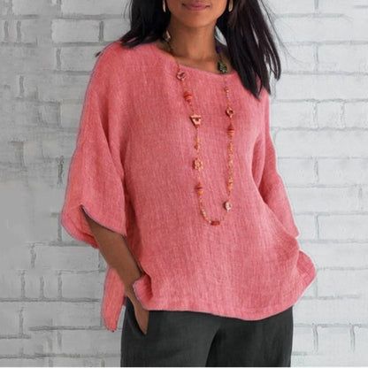 Lichte dames top met oosterse kraagdetails – Maisie