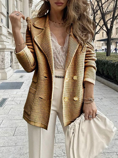 Stijlvolle lange blazer met gouden knopen – Victoria
