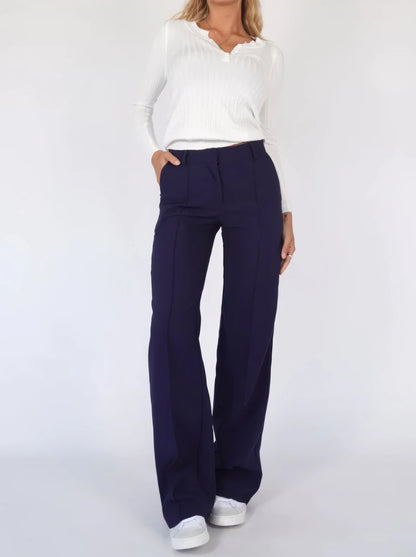 Wijde damespantalon met hoge taille en comfort fit – Luna